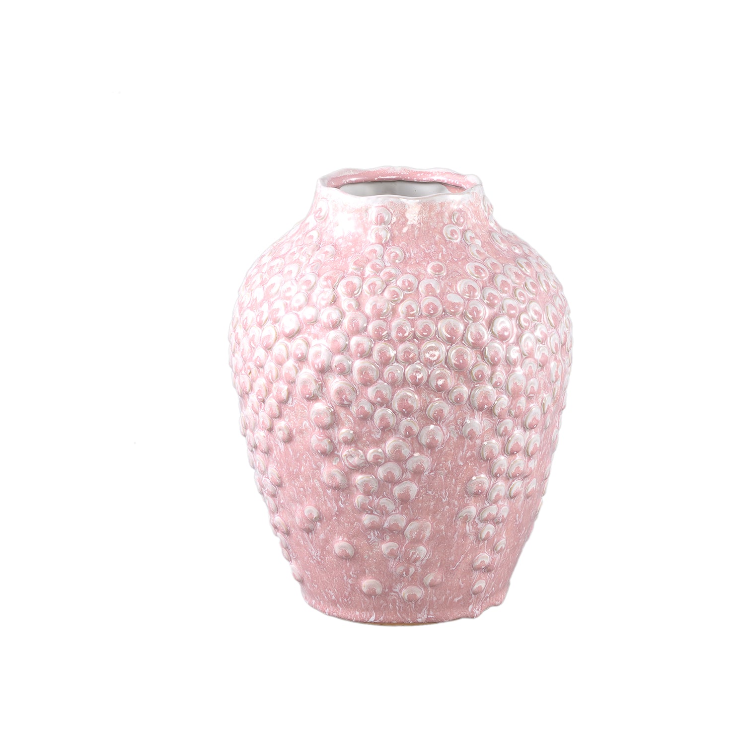 Avis PInk Ceramic Pot Round Shaped Scales High S Dia 24cmxH30cm PTMD