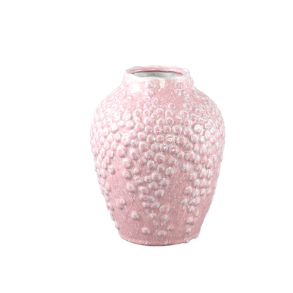 Avis PInk Ceramic Pot Round Shaped Scales High S Dia 24cmxH30cm PTMD