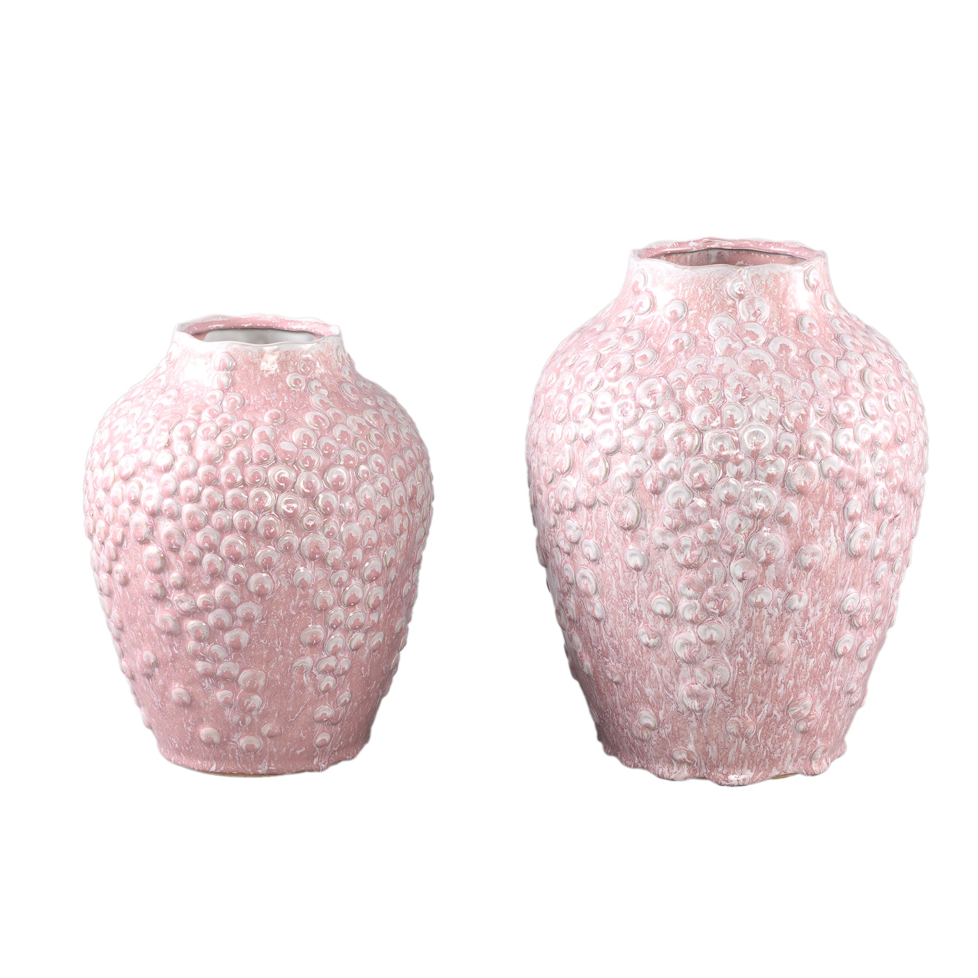 Avis PInk Ceramic Pot Round Shaped Scales High S Dia 24cmxH30cm PTMD
