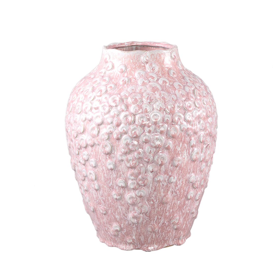 Avis PInk Ceramic Pot Round Shaped Scales High L Dia26cmxH35cm PTMD