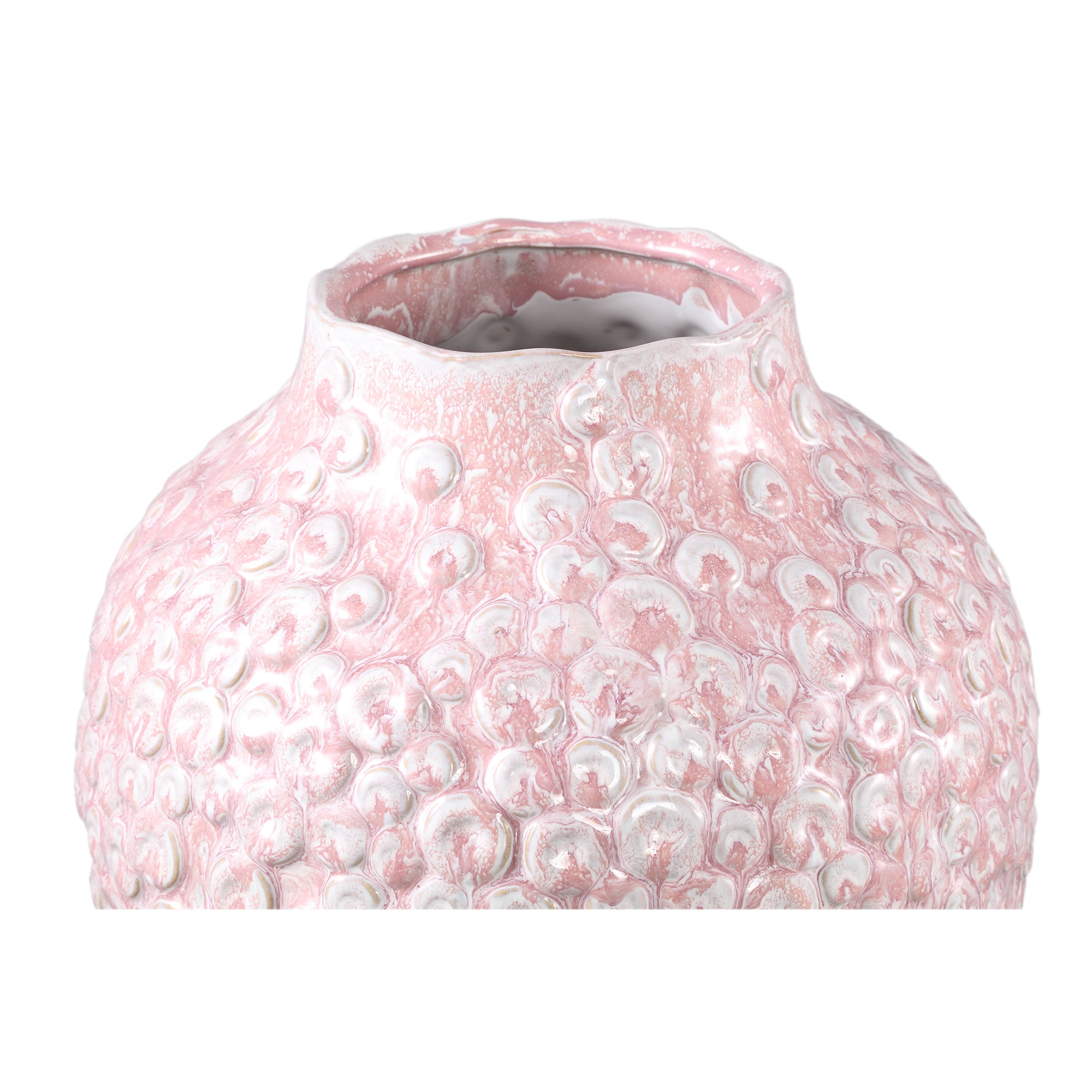 Avis PInk Ceramic Pot Round Shaped Scales High L Dia26cmxH35cm PTMD