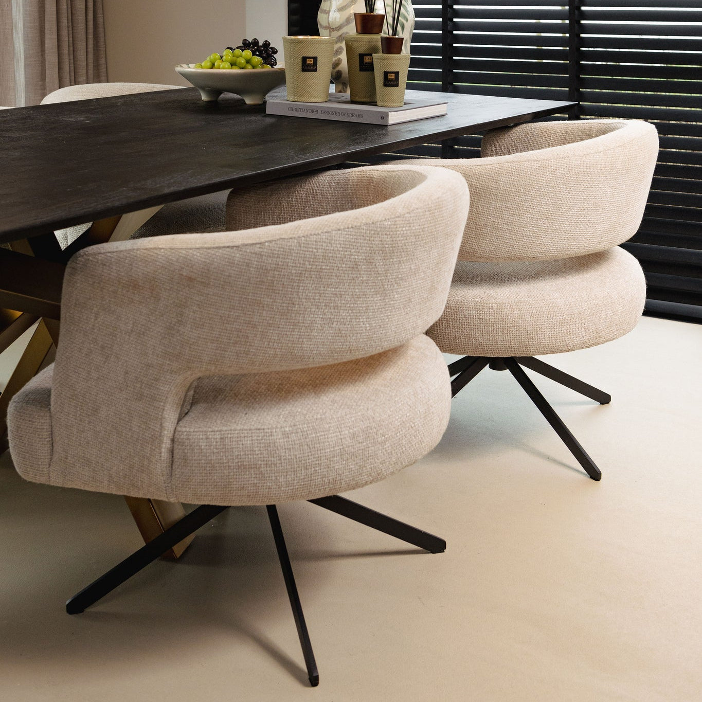 Baldr Cream dining chair legacy 15 dove black leg PTMD
