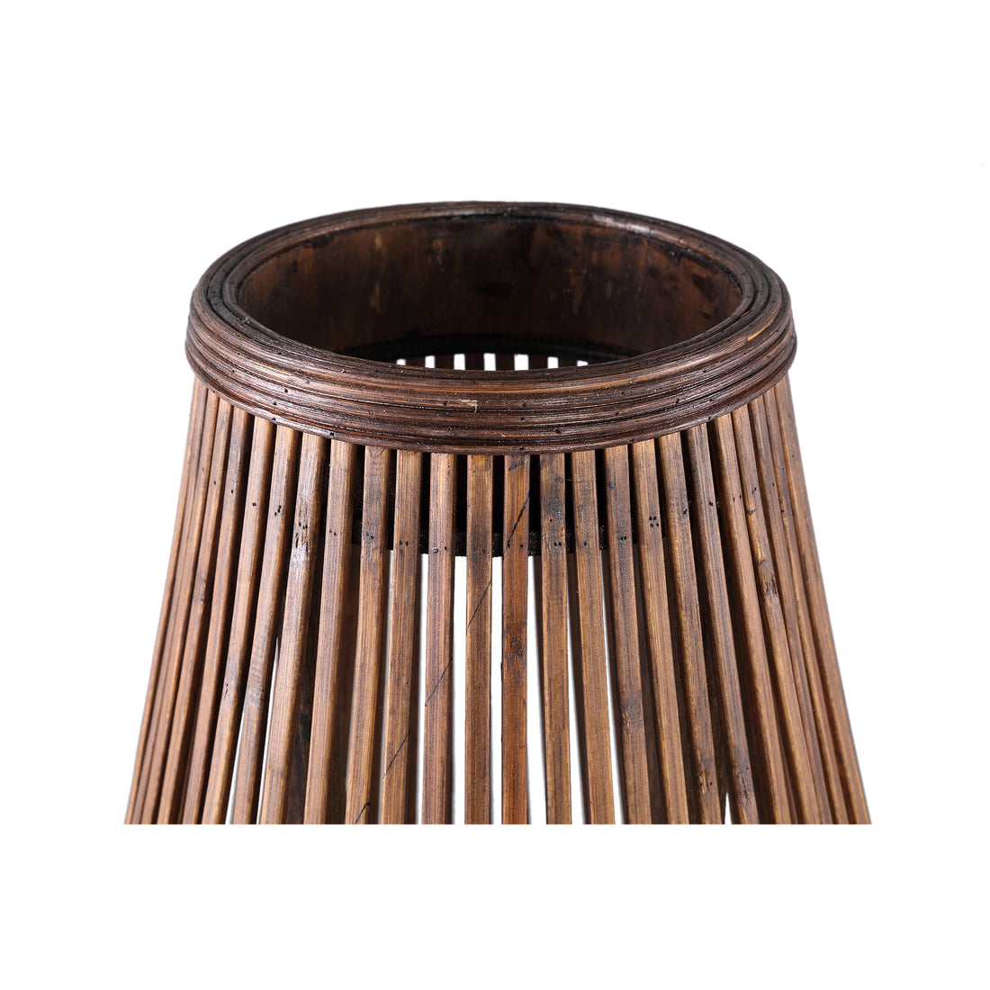 Lysia Brown Round Bamboo Lantern With Glass L PTMD
