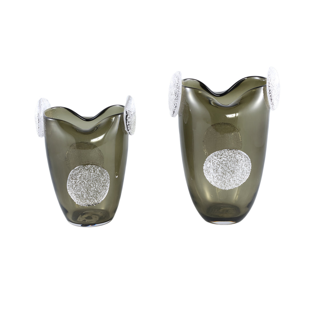Giah Green Solid Glass Vase With Deco Rounds S PTMD