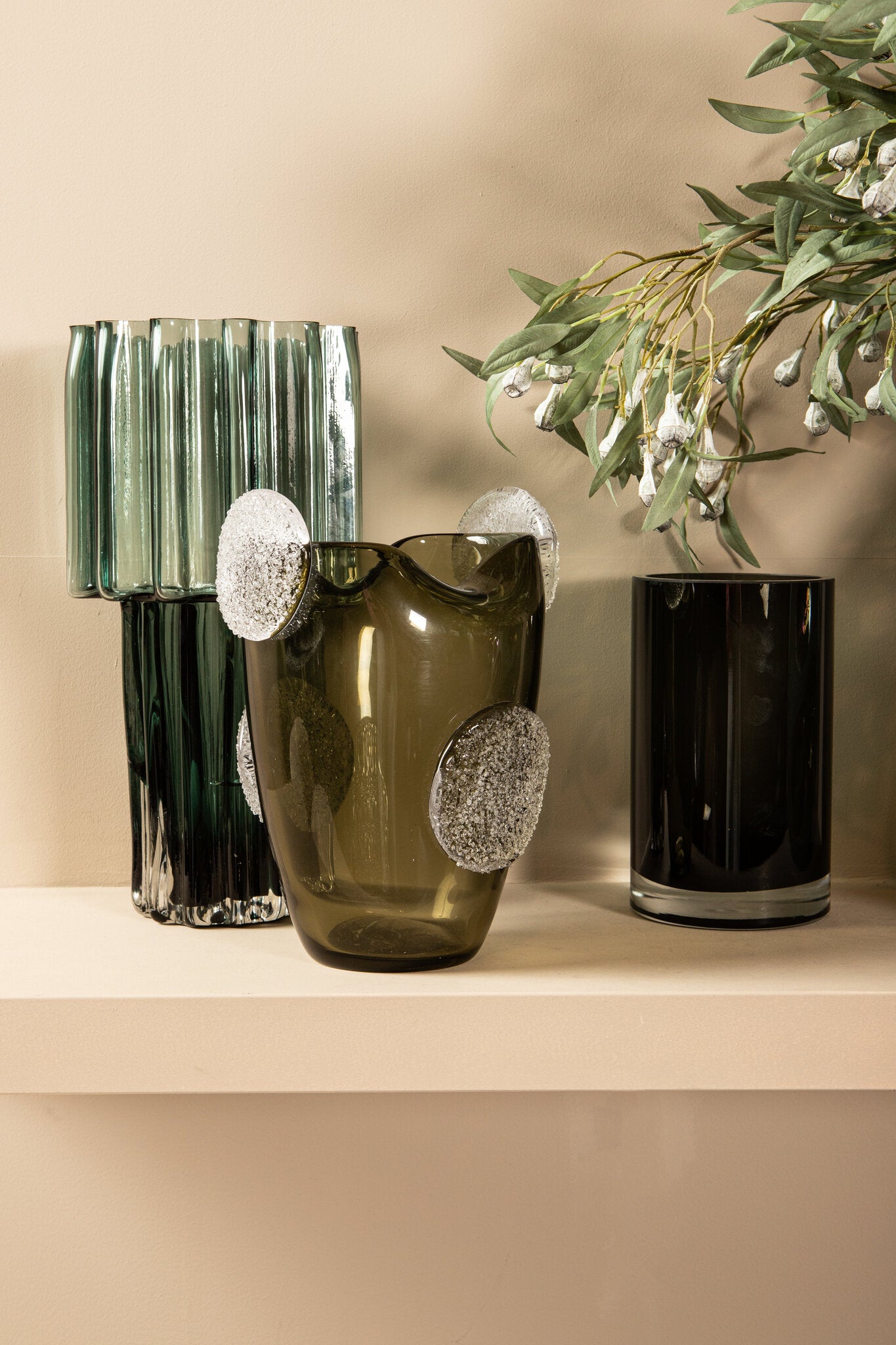 Giah Green Solid Glass Vase With Deco Rounds S PTMD