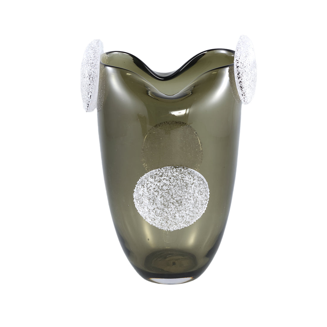 Giah Green Solid Glass Vase With Deco Rounds L PTMD
