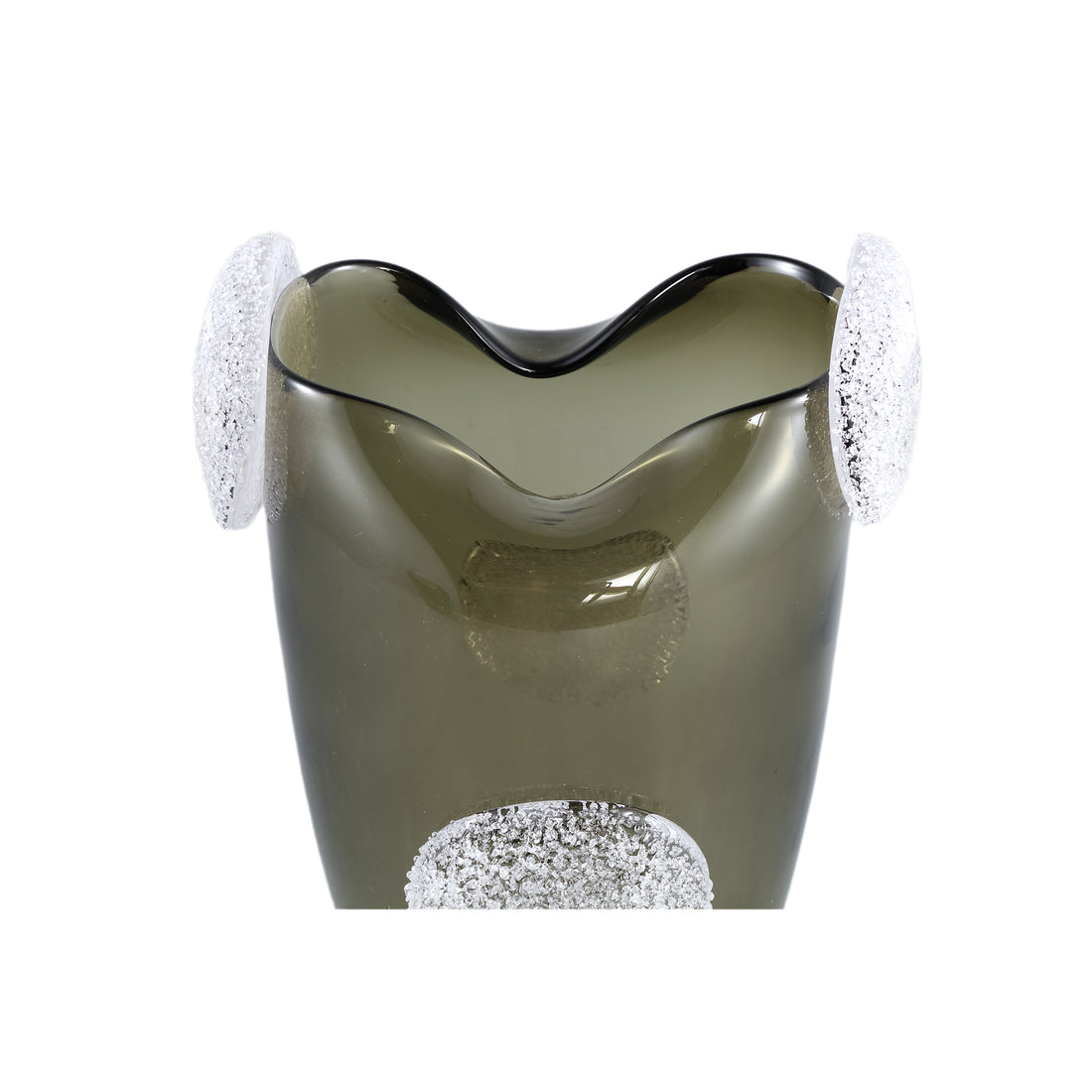 Giah Green Solid Glass Vase With Deco Rounds L PTMD