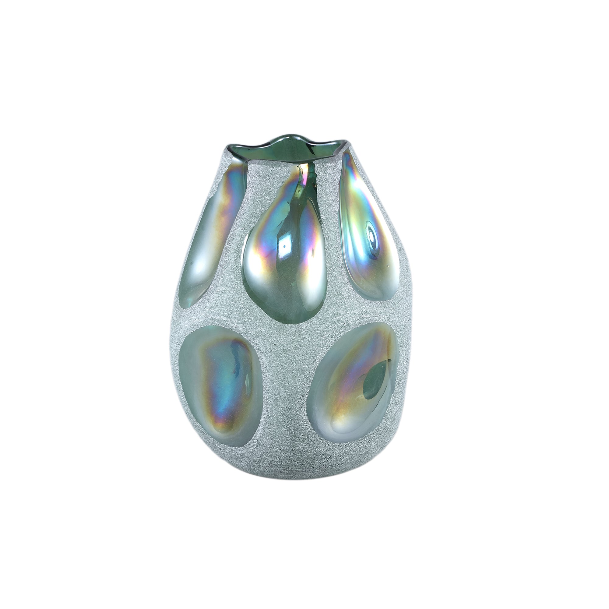 Kloi Green Solid Glass Vase Oily And Sandblasted S  20x19.5x26cm PTMD