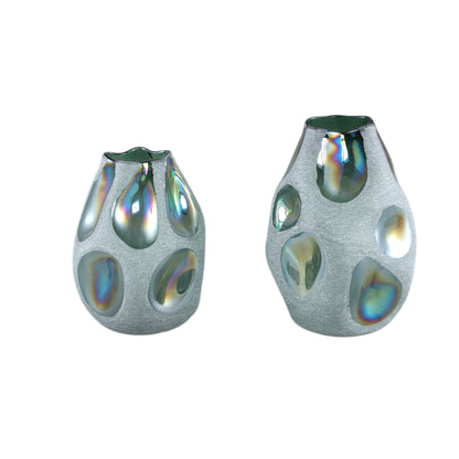 Kloi Green Solid Glass Vase Oily And Sandblasted S  20x19.5x26cm PTMD