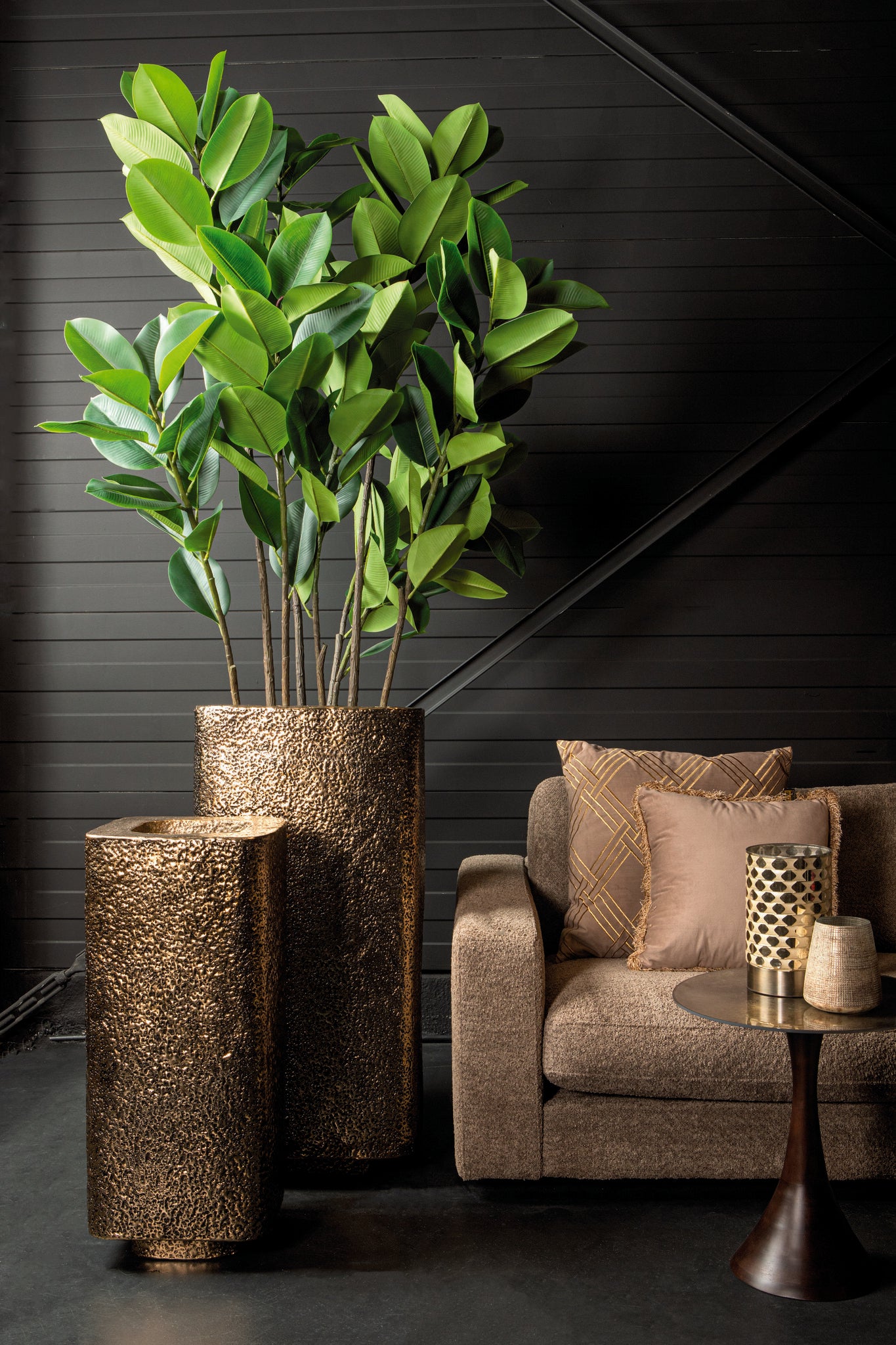 Bloempot Indira - Aluminium - Goud- Set van 2 PTMD