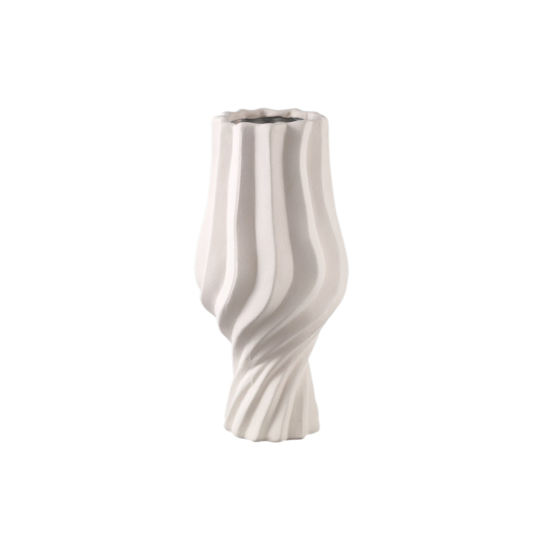 Clair Cream Ceramic Swirl Vaas Large PTMD