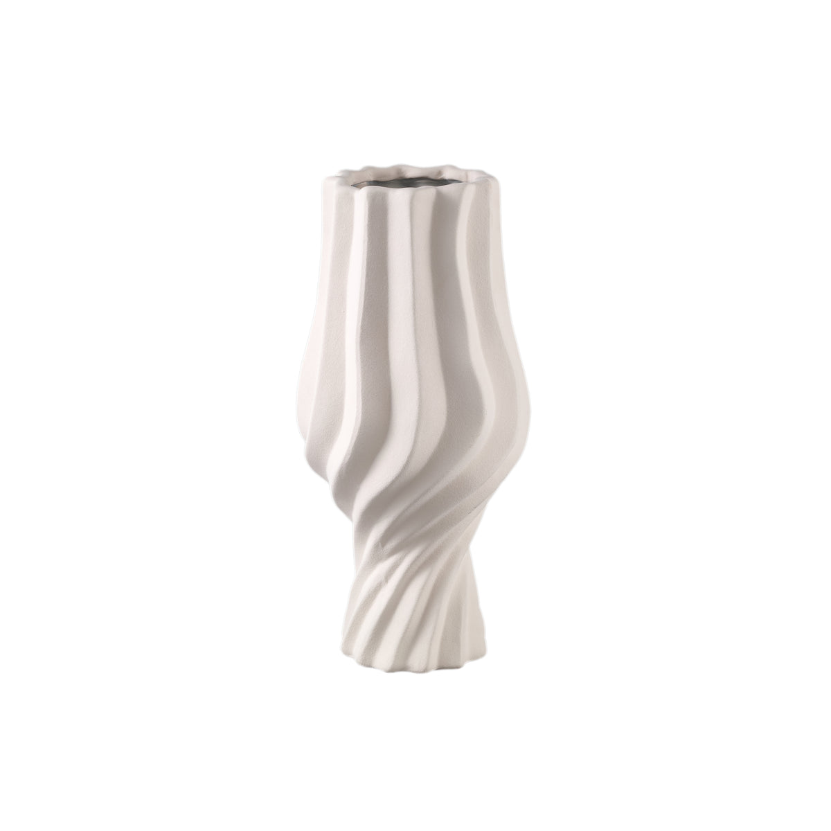 Clair Cream Ceramic Swirl Vaas Large PTMD