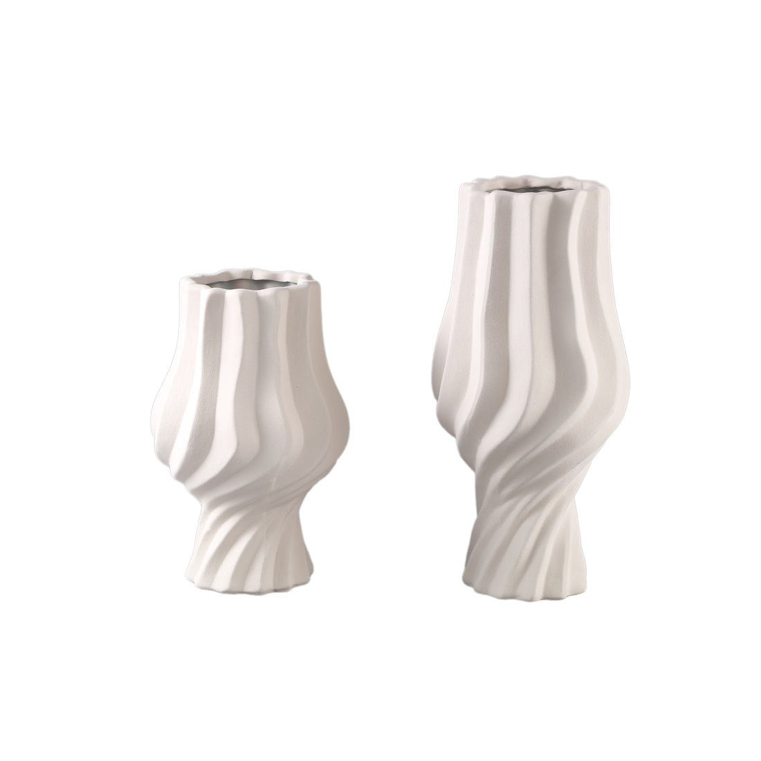 Clair Cream Ceramic Swirl Vaas Small PTMD