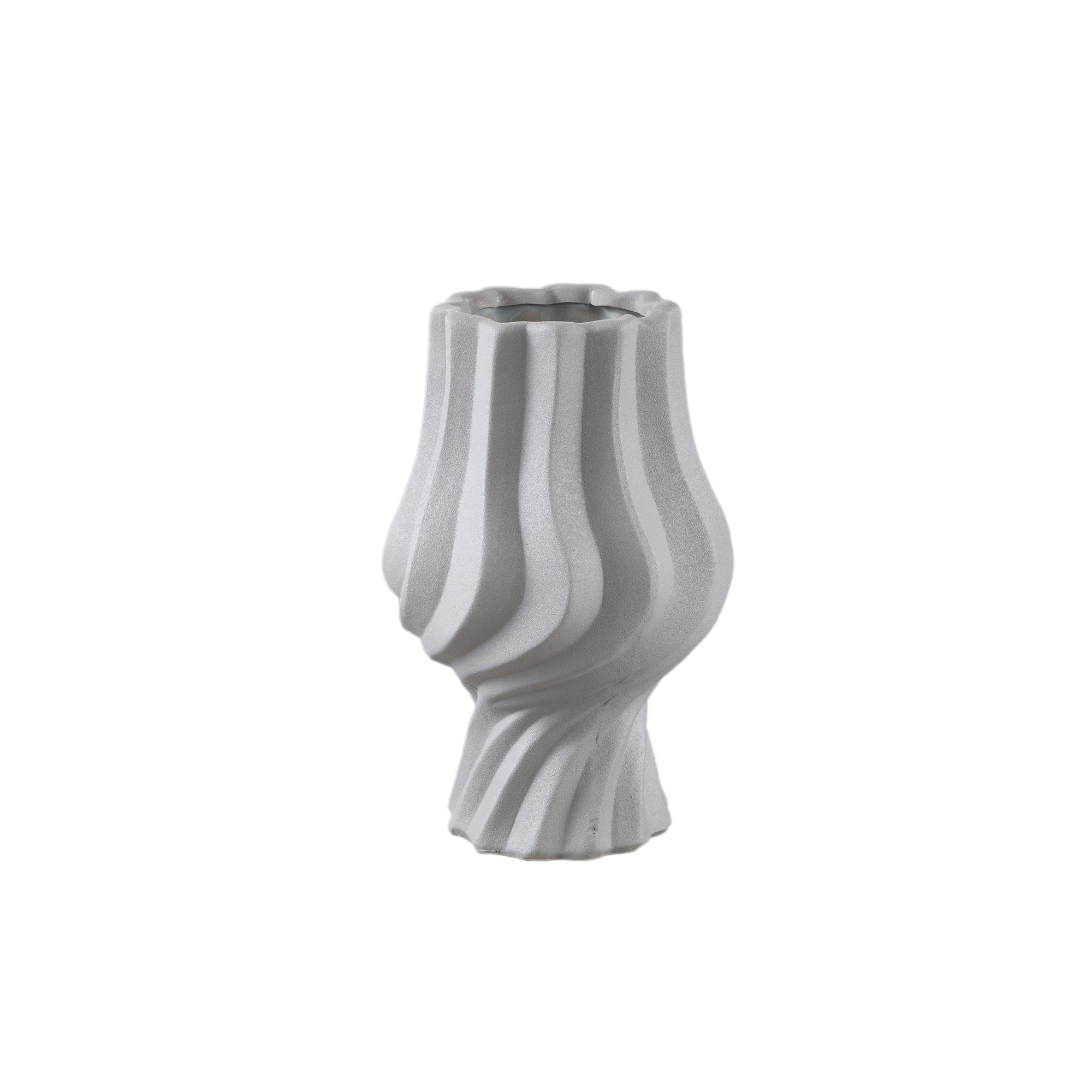Clair Taupe Ceramic Swirl Vaas Small PTMD