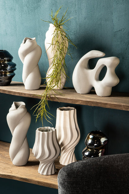 Clair Taupe Ceramic Swirl Vaas Small PTMD