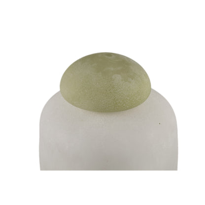 Karlie White Matte Glass Bulb Vase Green Top PTMD 16x16x25