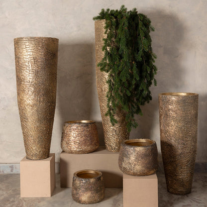 Simona Gold Antique Iron Pot Low L 35x35x26cm PTMD