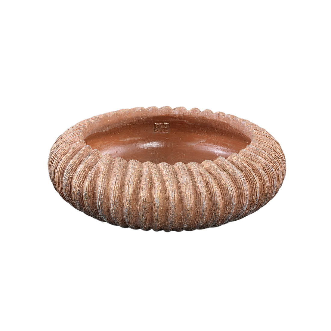 Revil Koperen Cementpot Rond met strepen laag Large PTMD