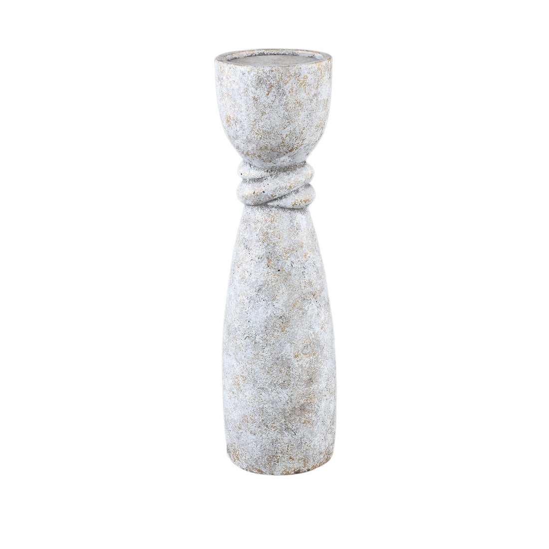 Ornan Grey cement candle holder round detail L PTMD