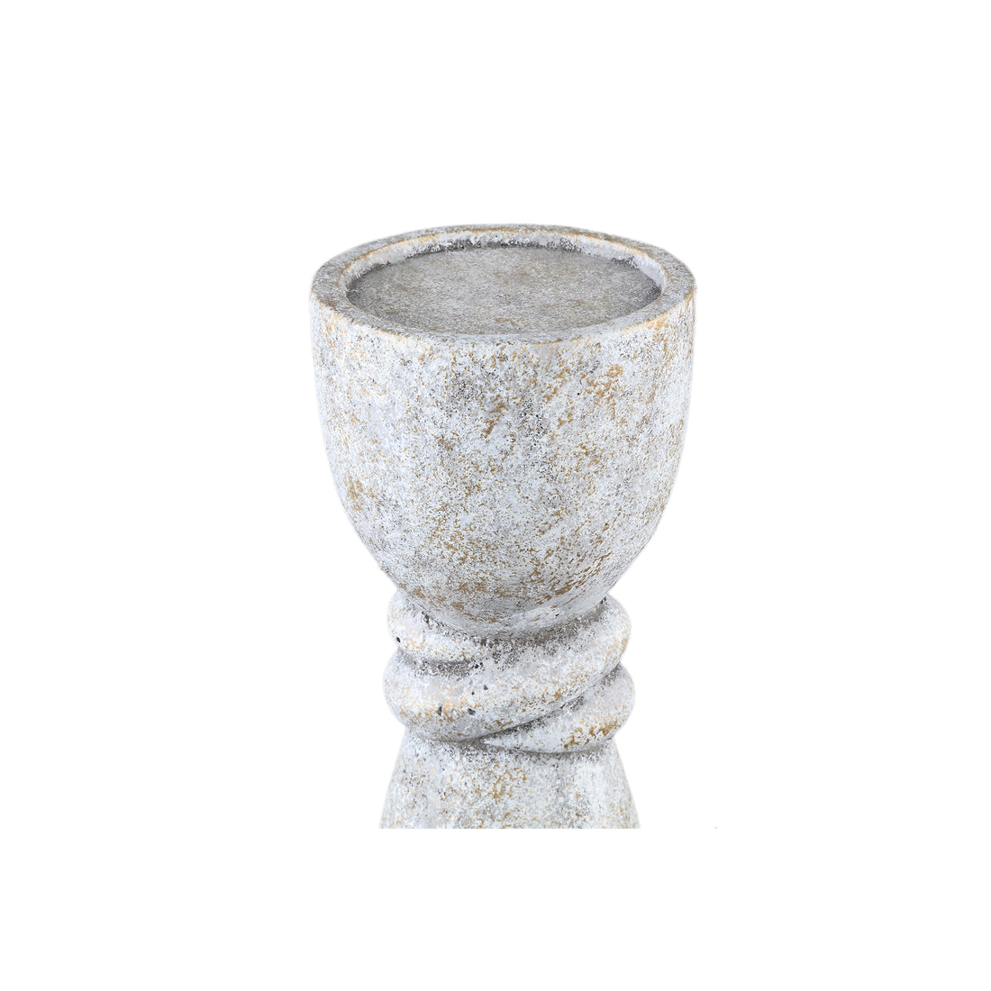 Ornan Grey cement candle holder round detail L PTMD