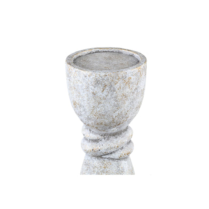Ornan Grey cement candle holder round detail L PTMD