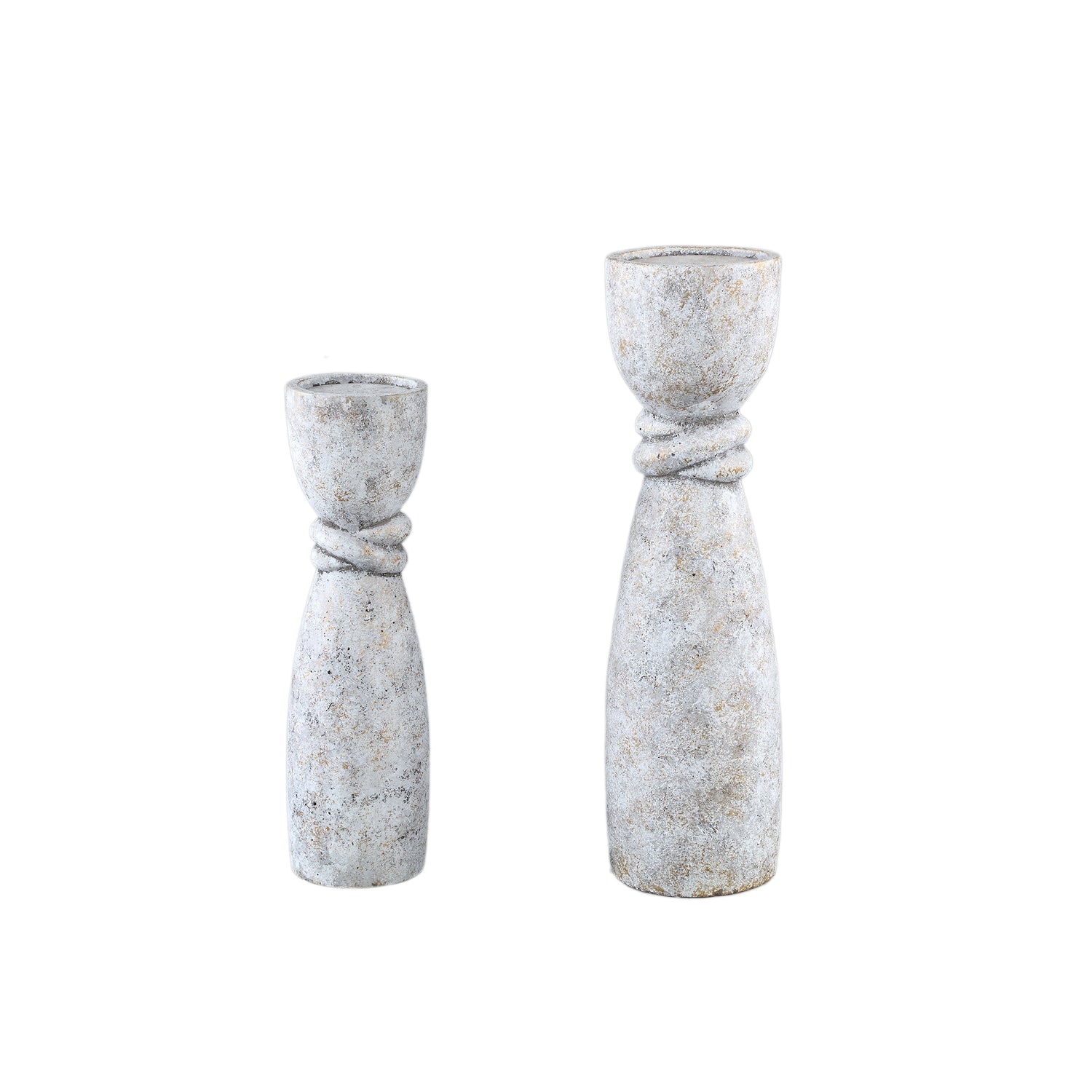 Ornan Grey cement candle holder round detail L PTMD