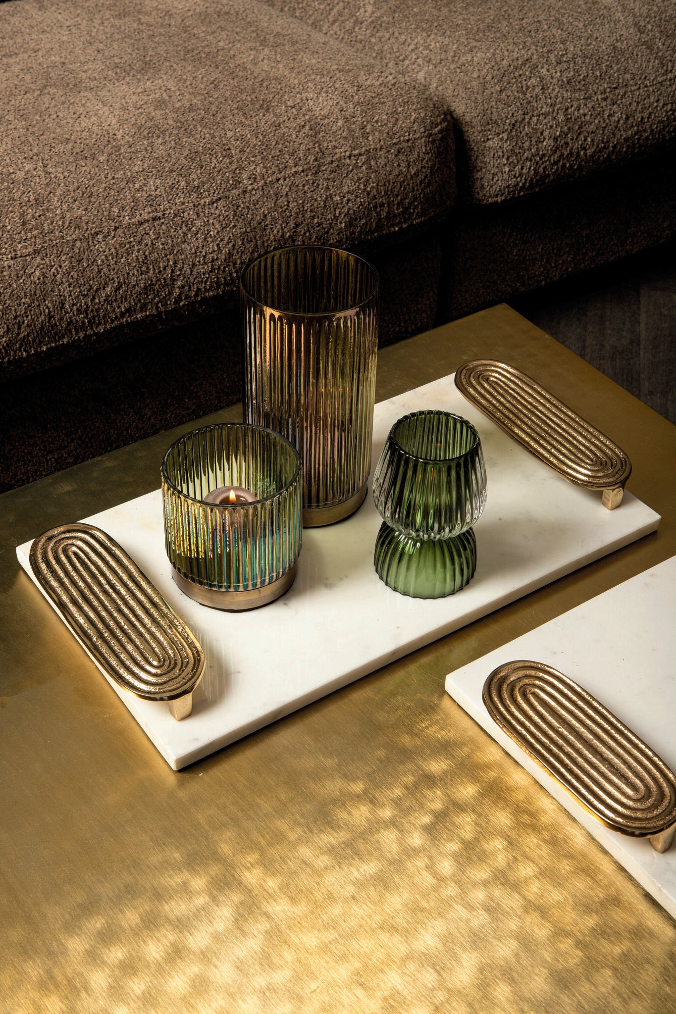 Plateau Dez - 45x25x5 cm - Marmer - Goud Large PTMD
