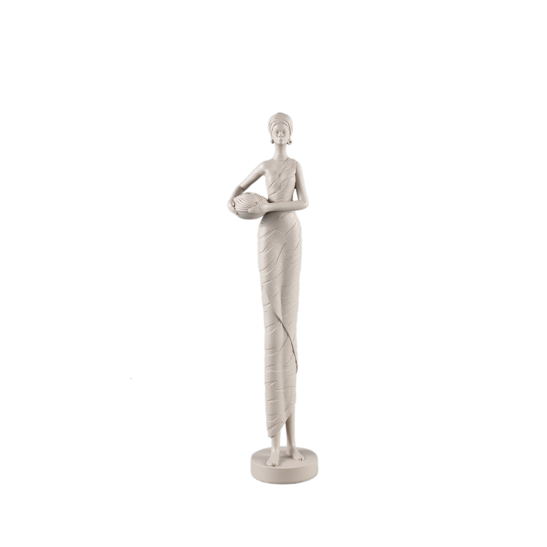 Rafah Clay Poly Woman Statue Holding Pot Low PTMD
