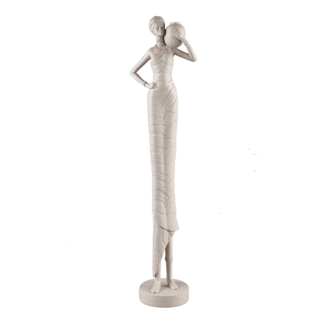 Rafah Clay Poly Woman Statue Holding Pot Shoulder PTMD