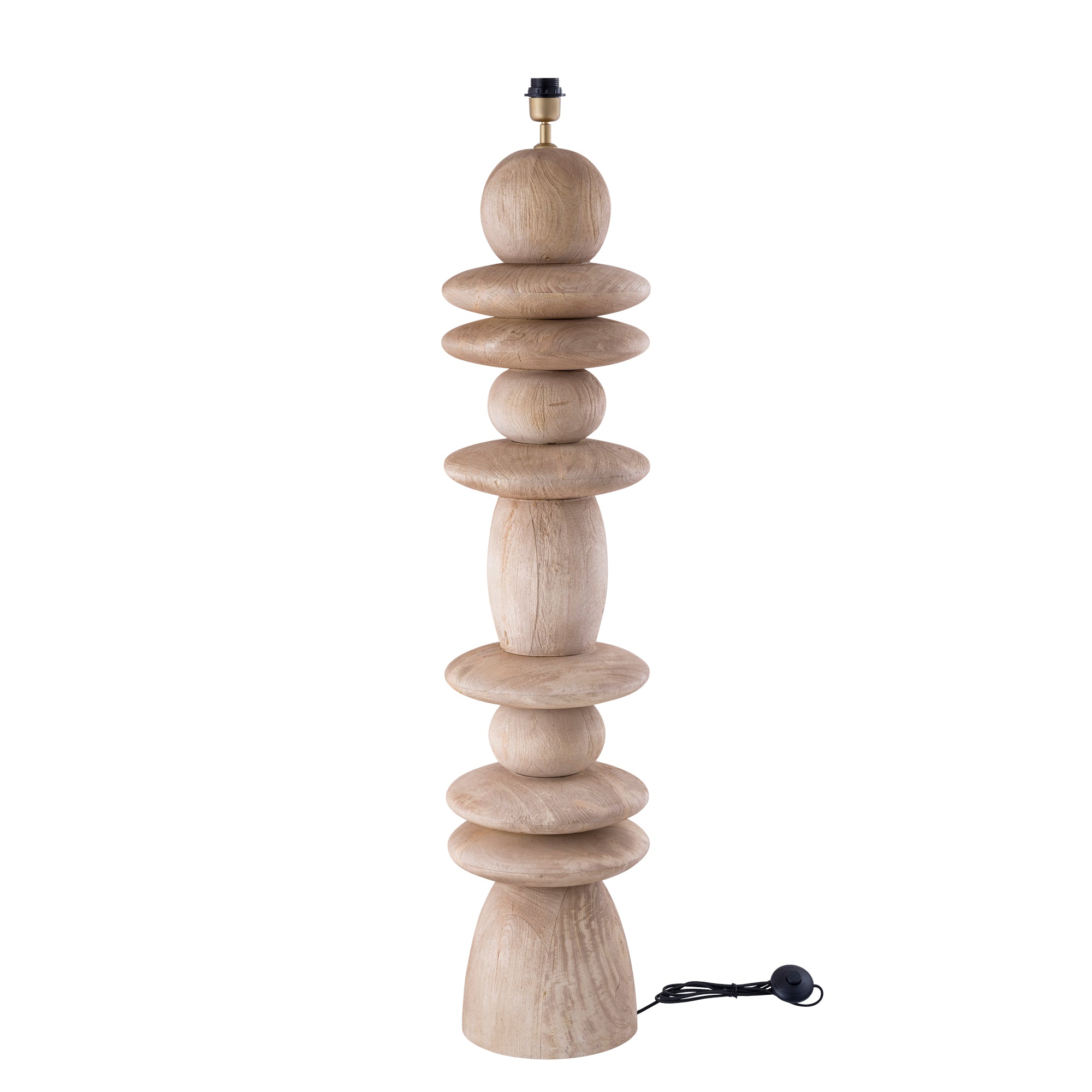 Callain Natural mango wood floor lamp base round PTMD