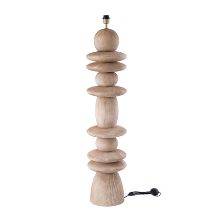 Callain Natural mango wood floor lamp base round PTMD