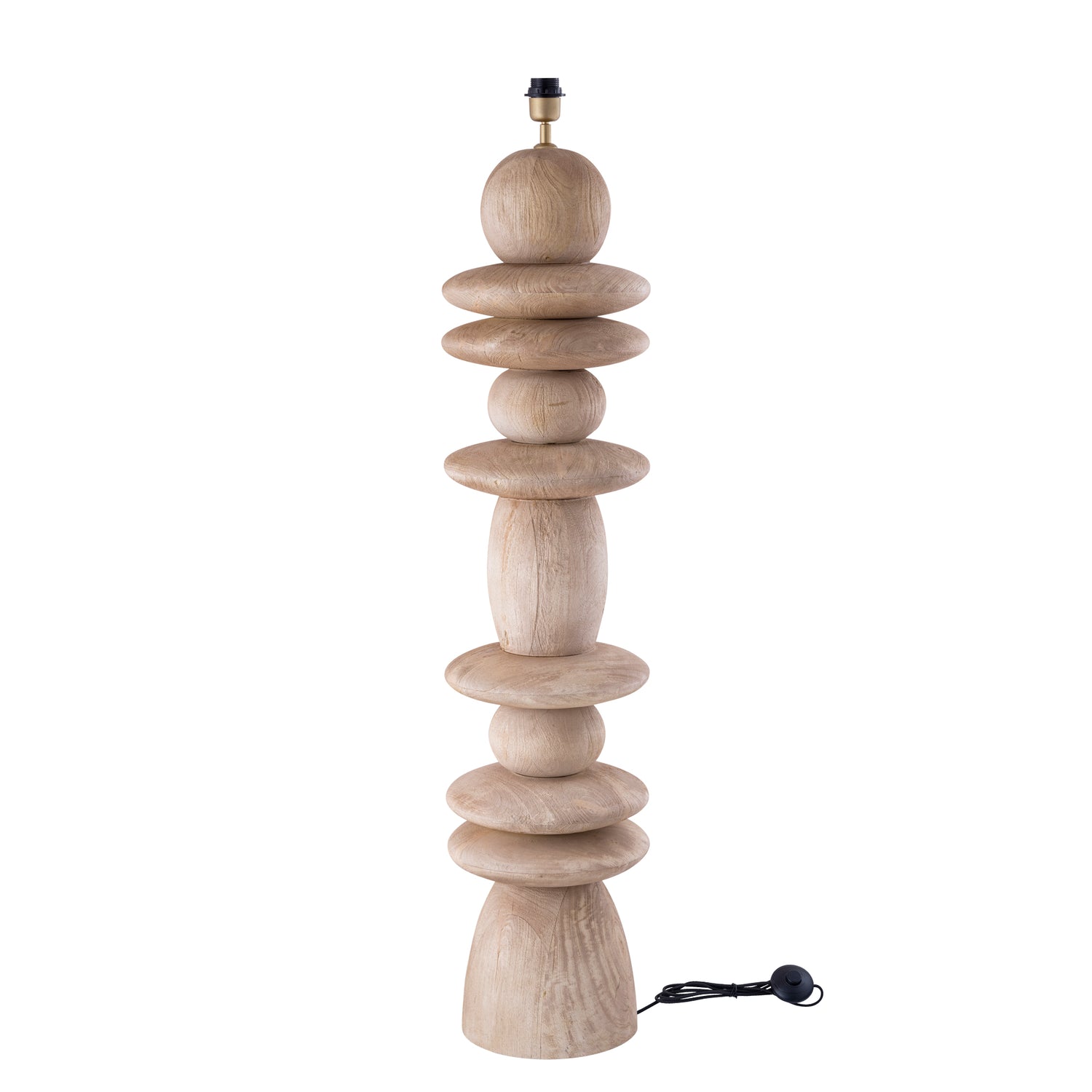 Callain Natural mango wood floor lamp base round PTMD