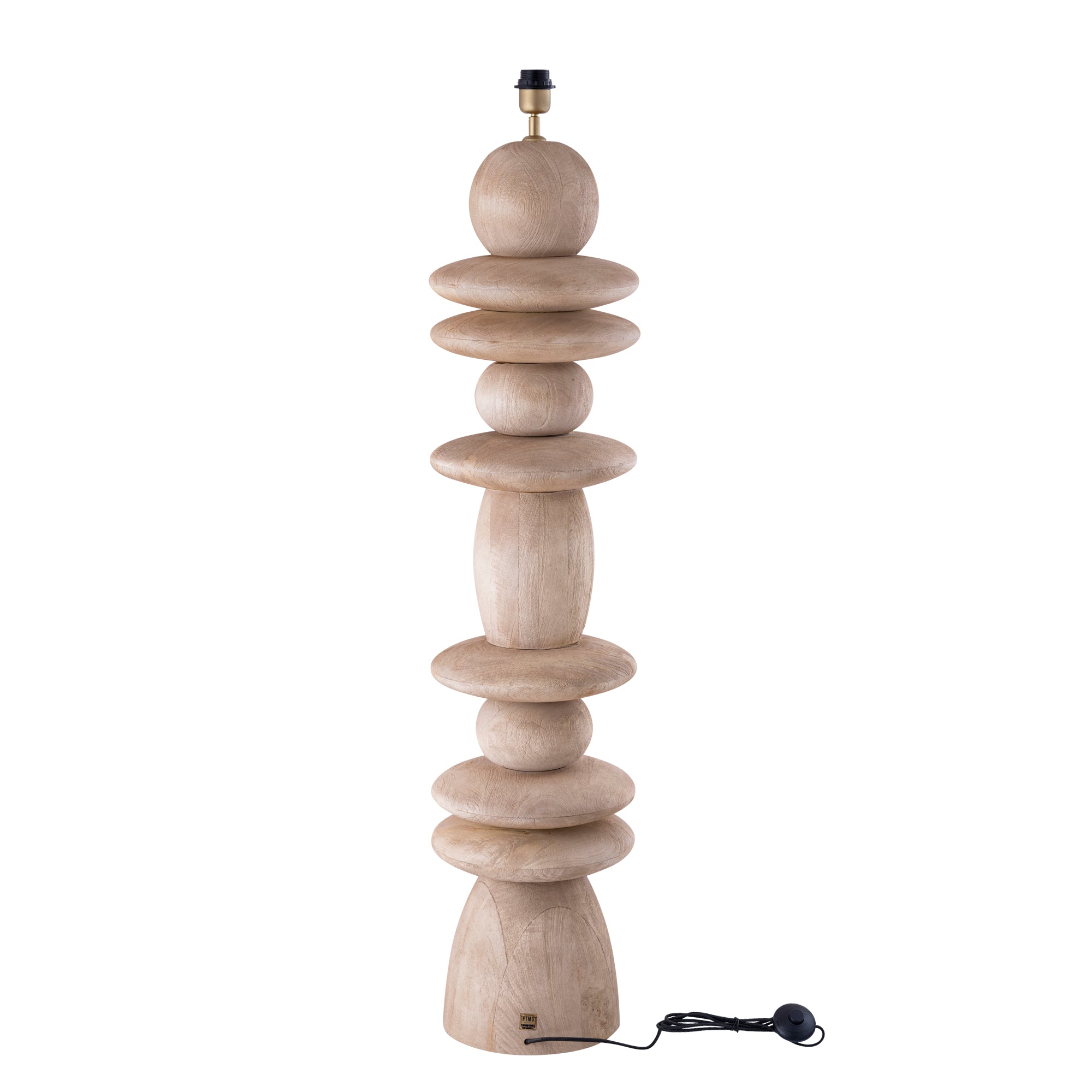 Callain Natural mango wood floor lamp base round PTMD