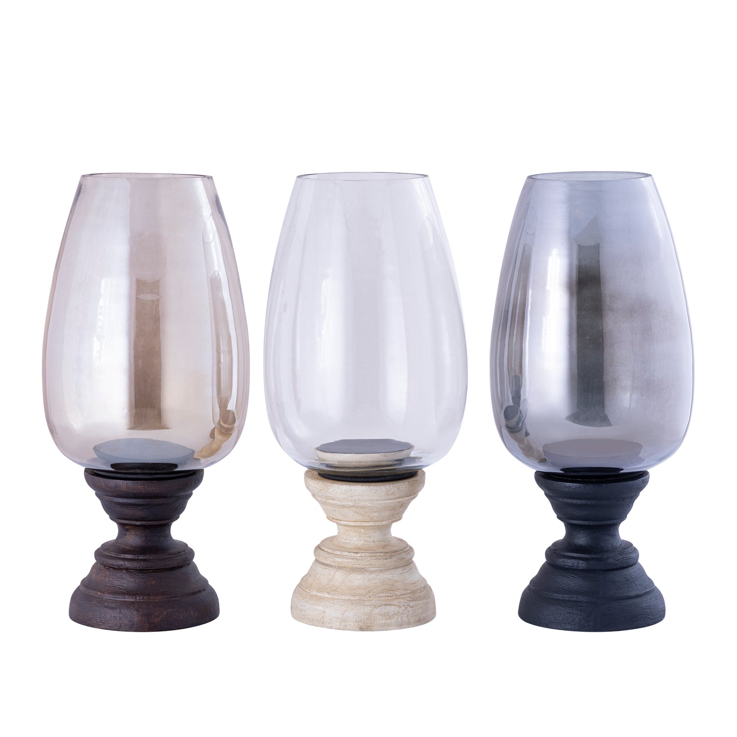 Windlicht Qez Mangohout Zwart XL Ø20x44cm PTMD