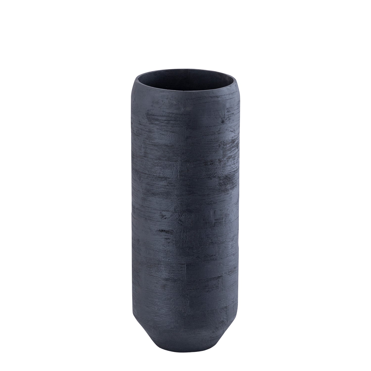 Gerd Black Mango Wood Pot Rounded Border M Dia24cmxH60cm PTMD