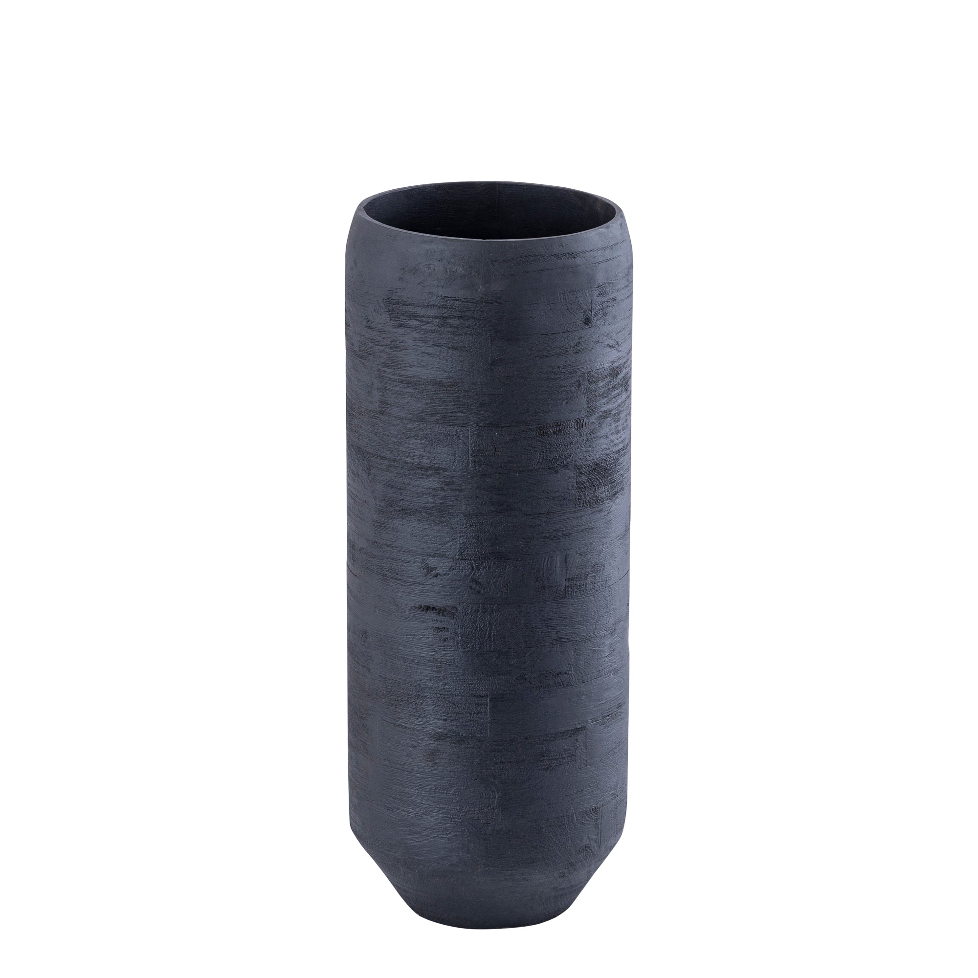 Gerd Black Mango Wood Pot Rounded Border M Dia24cmxH60cm PTMD