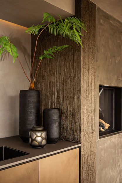 Gerd Black Mango Wood Pot Rounded Border M Dia24cmxH60cm PTMD