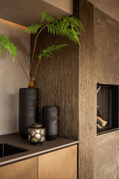 Gerd Black Mango Wood Pot Rounded Border M Dia24cmxH60cm PTMD