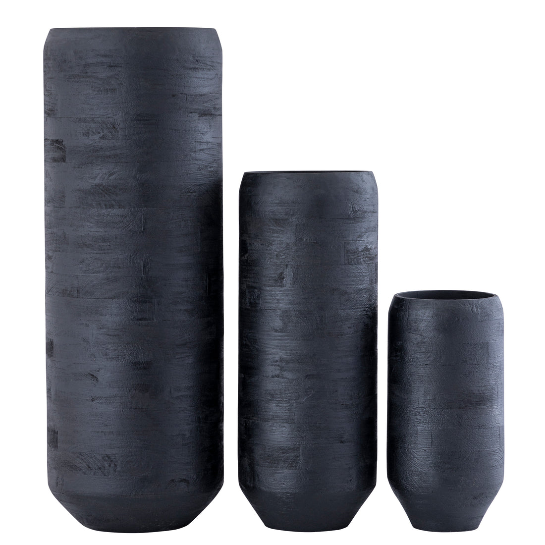 Gerd Black Mango Wood Pot Rounded Border S Dia20xH40cm PTMD