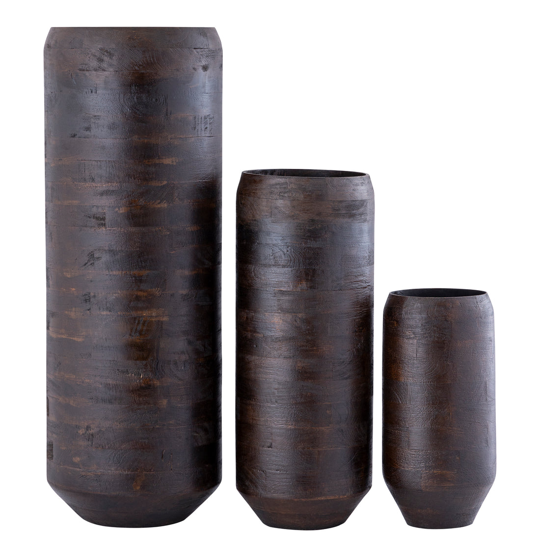 Gerd Brown Mango Wood Pot Rounded Border S Dia 20cmxH40cm PTMD