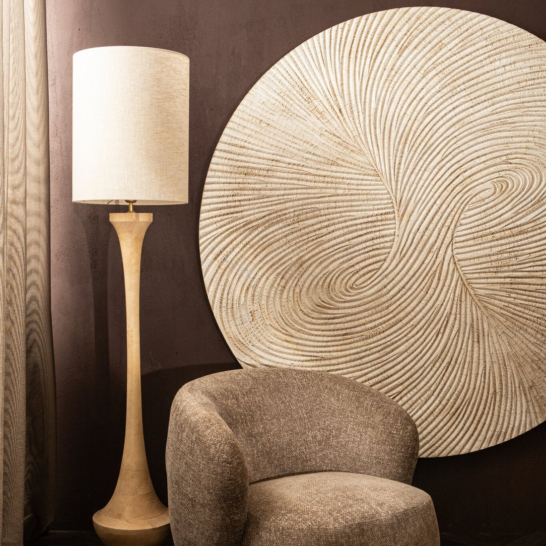 Wandpaneel Wiktor Rond MDF Wit Ø180cm PTMD