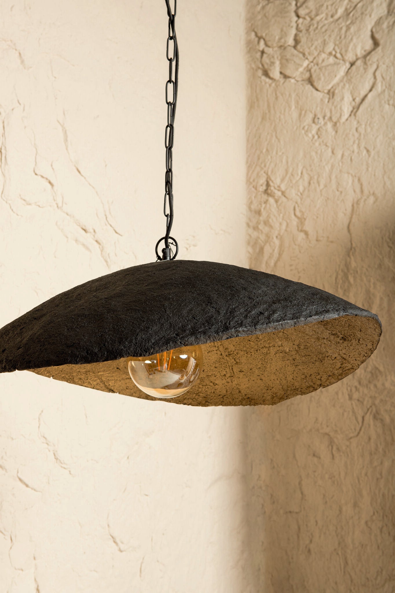 Majid Black Paper Mache Wave Lamp PTMD