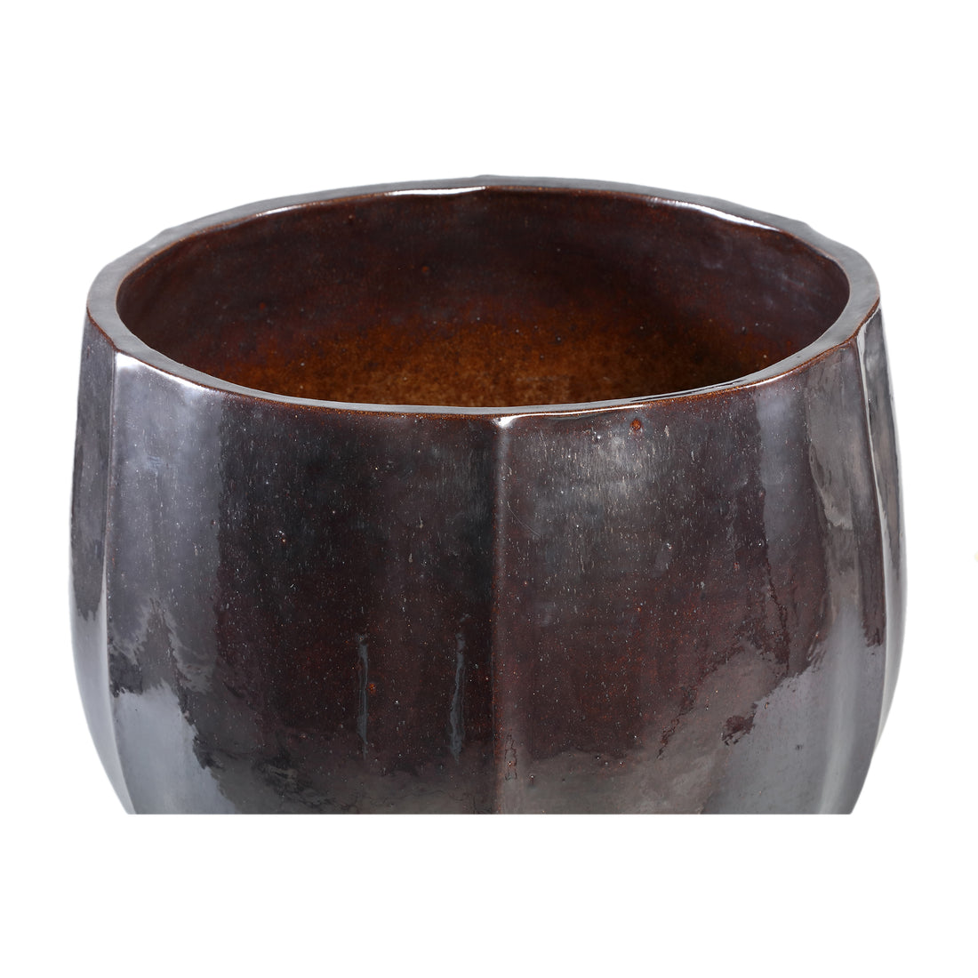 Ayasha Silver glazed ceramic pot shiny round Set van 4 PTMD