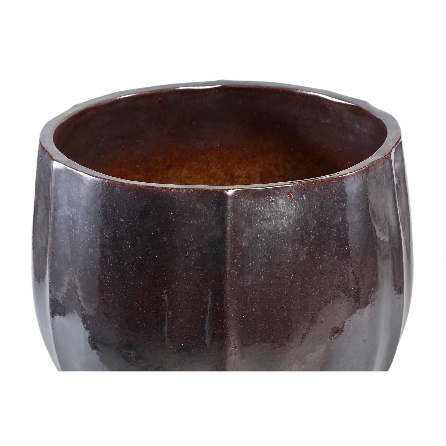 Ayasha Silver glazed ceramic pot shiny round Set van 4 PTMD