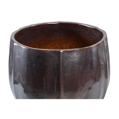 Ayasha Silver glazed ceramic pot shiny round Set van 4 PTMD