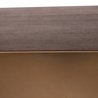 Warren Coffee Table 90x90x31 brown wood gold metal PTMD