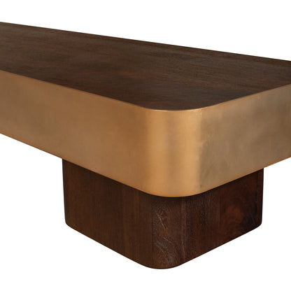Warren Salontafel Bruin Hout met Goud Metaal PTMD