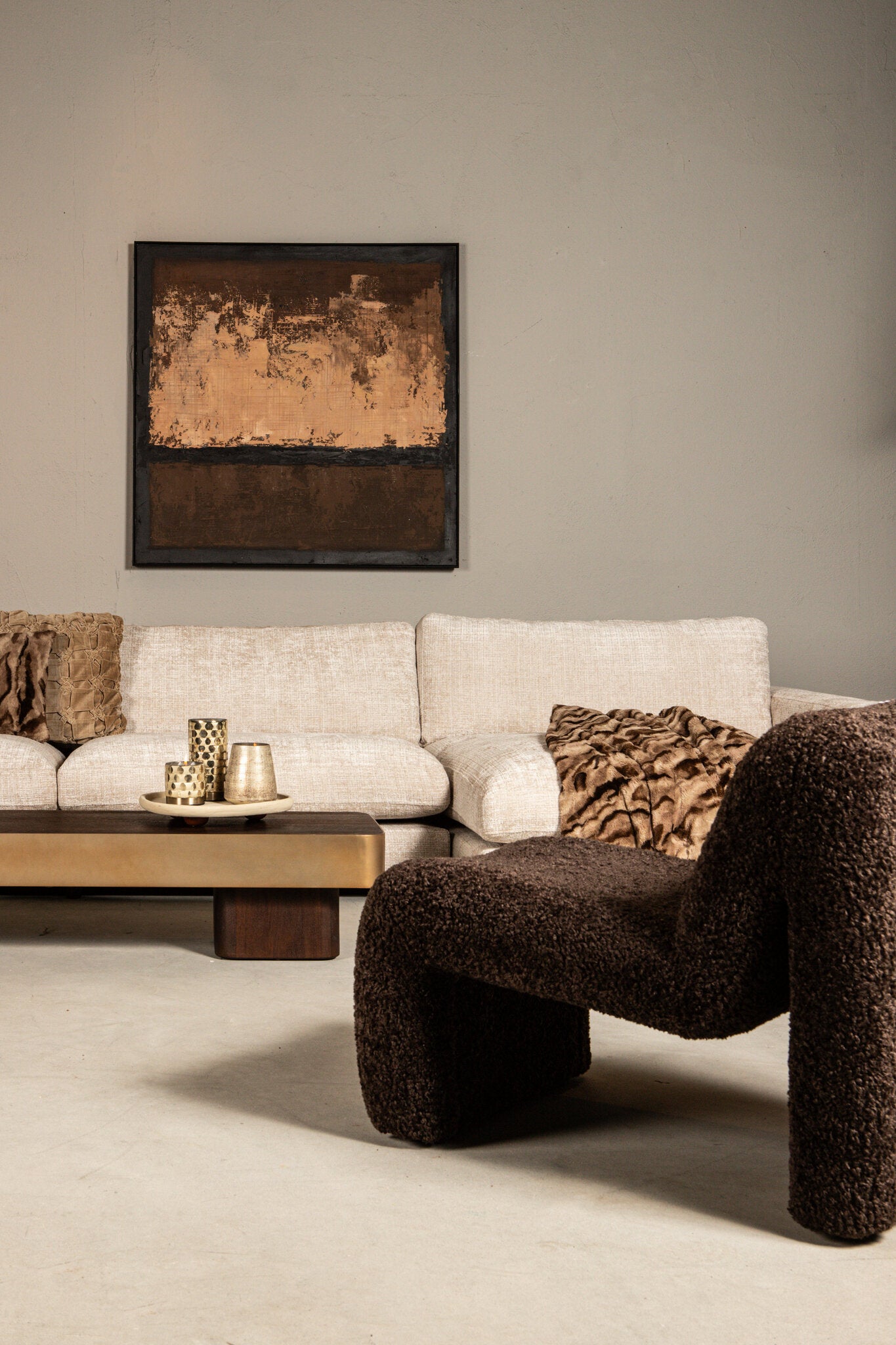Warren Salontafel Bruin Hout met Goud Metaal PTMD