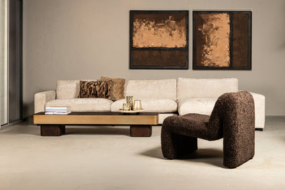 Warren Salontafel Bruin Hout met Goud Metaal PTMD
