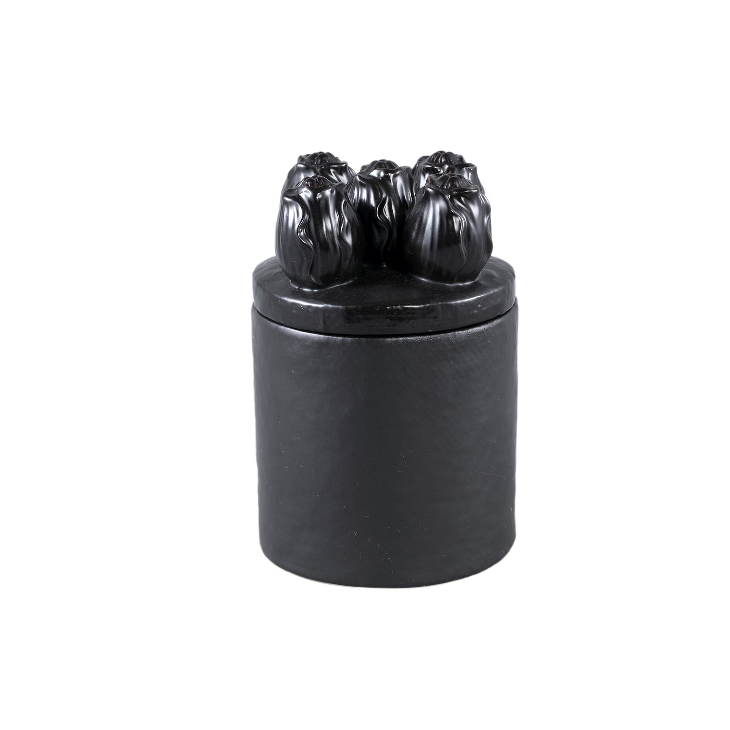 Krystine Black Round Ceramic Pot With Tulips Top PTMD